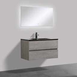 Plum&clay Nebula Concrete Wall Hung Vanity Unit With Black Basin Bathroom Furniture (W)900mm - thumbnail 4
