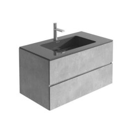 Plum&clay Nebula Concrete Wall Hung Vanity Unit With Black Basin Bathroom Furniture (W)900mm - thumbnail 1