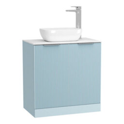 Royal Bathrooms Evora 800mm Powder Blue Fluted Floor Standing Vanity Unit 2 Door With Countertop Basin - Elva - thumbnail 4