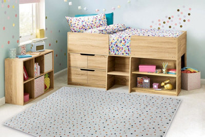 RugsX Bambino 47890 Washing Carpet Dots For Children Anti-Slip - White Brown 80X150 Cm - image 1