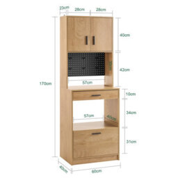 Kitchen Storage Cabinet Microwave Sideboard Narrow Kitchen Storage Unit  Oak Effect Cupboard,sobuy Fsb98-N - thumbnail 3