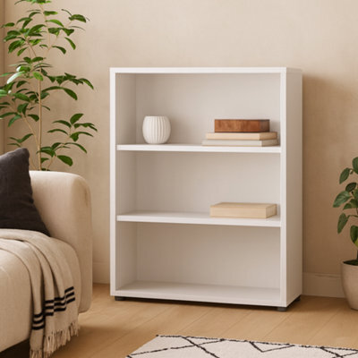 Wyld Haus Dris Low White Wooden Bookcase, 2-Shelf Freestanding Unit - image 1
