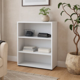 Wyld Haus Dris Low White Wooden Bookcase, 2-Shelf Freestanding Unit - thumbnail 2