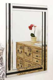 Mirroroutlet Dalton Black All Glass Wall Mirror 100 X 70 Cm - thumbnail 3