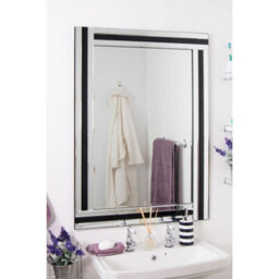 Mirroroutlet Dalton Black All Glass Wall Mirror 100 X 70 Cm - thumbnail 1