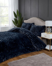 Rapport Home Chunky Ribbed Fur Polyester  Fur Duvet Set Double Charcoal - thumbnail 3
