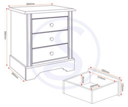 Seconique Stratford 3 Drawer Bedside White Shabby Chic - thumbnail 9