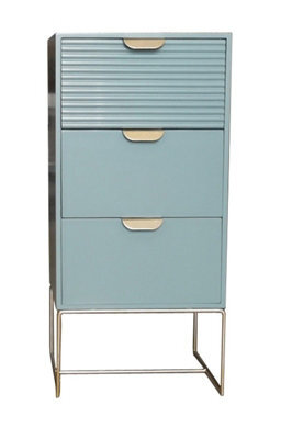 Minster 3 Drawer Bedside Table - Wood - L24 X W30 X H64 Cm - Green - image 1