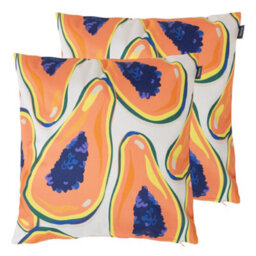 icon Indoor And Outdoor Papaya Fruit Pirnt With Orange Back Set Of 2 Waterproof Filled Cushion - thumbnail 1