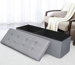 Home Republic Linen Storage Ottoman - Two Seater Grey