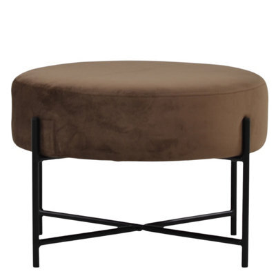 Lakeland Furniture Avon Mocha Brown Velvet Black Leg Foot Stool - image 1
