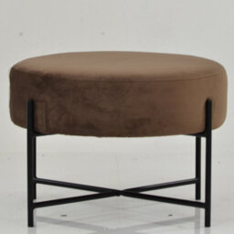 Lakeland Furniture Avon Mocha Brown Velvet Black Leg Foot Stool - thumbnail 2