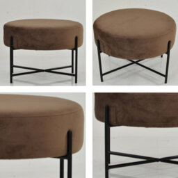 Lakeland Furniture Avon Mocha Brown Velvet Black Leg Foot Stool - thumbnail 4