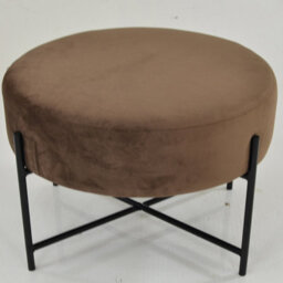 Lakeland Furniture Avon Mocha Brown Velvet Black Leg Foot Stool - thumbnail 3