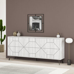 Decortie Dune Ancient White Geometric 6 Door Sideboard With Metal Legs (W) 181Cm - thumbnail 5