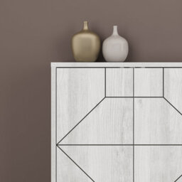 Decortie Dune Ancient White Geometric 6 Door Sideboard With Metal Legs (W) 181Cm - thumbnail 4