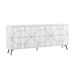 Decortie Dune Ancient White Geometric 6 Door Sideboard With Metal Legs (W) 181Cm - thumbnail 2