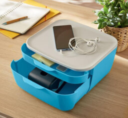 Leitz Cosy Calm Blue Plastic Home Office Desk Storage Organiser Pen Notebook Cable Stationery Tidy Small Large Two Drawer Cabinet - thumbnail 2