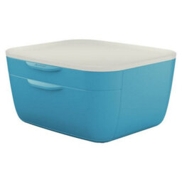 Leitz Cosy Calm Blue Plastic Home Office Desk Storage Organiser Pen Notebook Cable Stationery Tidy Small Large Two Drawer Cabinet - thumbnail 3