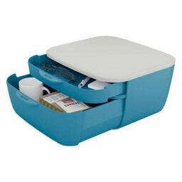 Leitz Cosy Calm Blue Plastic Home Office Desk Storage Organiser Pen Notebook Cable Stationery Tidy Small Large Two Drawer Cabinet - thumbnail 6