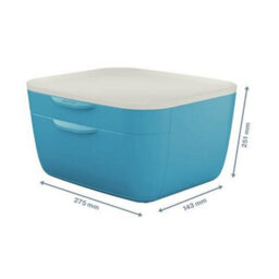 Leitz Cosy Calm Blue Plastic Home Office Desk Storage Organiser Pen Notebook Cable Stationery Tidy Small Large Two Drawer Cabinet - thumbnail 7