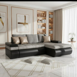 Oslo Mini Corner Sofa Bed With Storage Hr Foam Wave Spring Wooden Frame Living Room 245X182X90Cm Grey And Black Right - thumbnail 3
