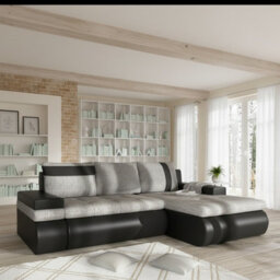 Oslo Mini Corner Sofa Bed With Storage Hr Foam Wave Spring Wooden Frame Living Room 245X182X90Cm Grey And Black Right - thumbnail 1