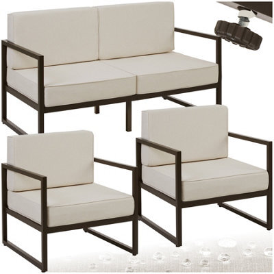Tectake Garden Furniture Comosa - For 4 People, Xxl Padding, 1 Sofa, 2 Armchairs - Brown/beige - 1 - image 1