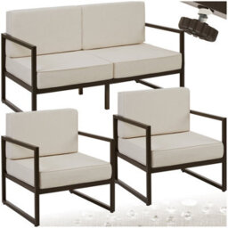 Tectake Garden Furniture Comosa - For 4 People, Xxl Padding, 1 Sofa, 2 Armchairs - Brown/beige - 1