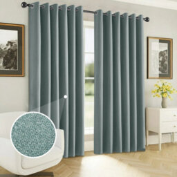 Ameha Sage Green Blackout Curtain 66X72'' Linen Texture Fabric Thermal Insulated Ready Made Ringtop Energy Efficient Window Curtain Pair