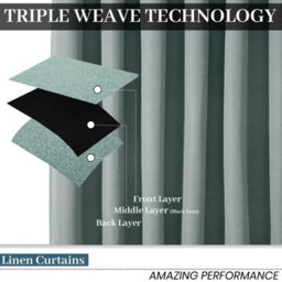 Ameha Sage Green Blackout Curtain 66X72'' Linen Texture Fabric Thermal Insulated Ready Made Ringtop Energy Efficient Window Curtain Pair - thumbnail 8