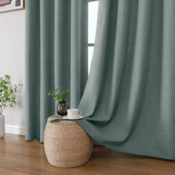 Ameha Sage Green Blackout Curtain 66X72'' Linen Texture Fabric Thermal Insulated Ready Made Ringtop Energy Efficient Window Curtain Pair - thumbnail 7