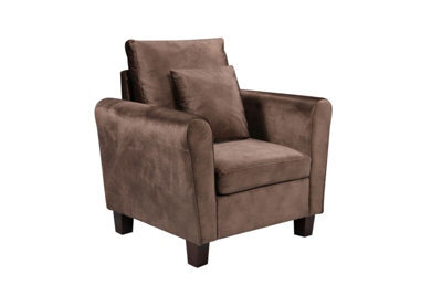 Comfy Living Brushed Velvet 1 Seater Chair In Brown