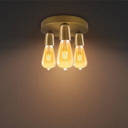 Industrial Ceiling Light 3-Way  E27 Lamp Base Green Brass Semi Flush Ceiling Lamp For Kitchen Dining Room Living Room - thumbnail 2