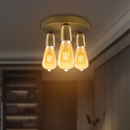 Industrial Ceiling Light 3-Way  E27 Lamp Base Green Brass Semi Flush Ceiling Lamp For Kitchen Dining Room Living Room - thumbnail 3