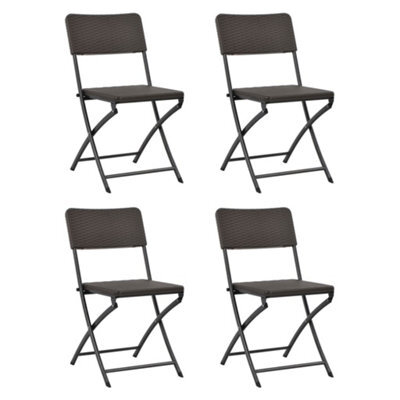 Berkfield Folding Garden Chairs 4 Pcs Hdpe And Steel Brown - image 1