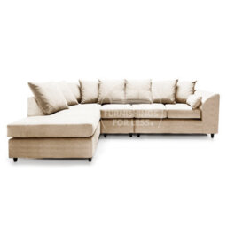 Furnishings For Less UK Casper Soft Chenille Fabric 5 Seater L Shaped Corner Sofa  Beige Left Hand Facing - Scatter Back - thumbnail 1