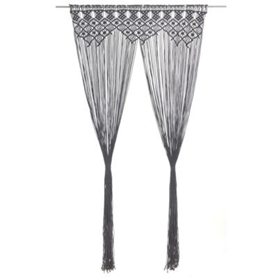 Walplus Macrame Curtain Anthracite 140X240 Cm Cotton - image 1