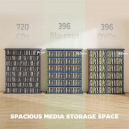 Grey Blu-Ray Storage Tower With 12 Adjustable Shelves - thumbnail 4