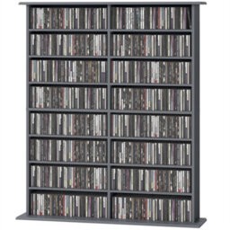 Grey Blu-Ray Storage Tower With 12 Adjustable Shelves - thumbnail 3