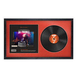 "30X17"" Black Classic Vinyl Record Frame With Poppy Red Mount For 12 Inch Lp Album Cover & Disc - Ak Frames"