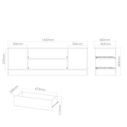 Trent Wide 2 Door 2 Drawer Tv Unit In Grey & Bardolino Oak (Ready Assembled) - thumbnail 7