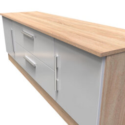 Trent Wide 2 Door 2 Drawer Tv Unit In Grey & Bardolino Oak (Ready Assembled) - thumbnail 4