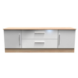 Trent Wide 2 Door 2 Drawer Tv Unit In Grey & Bardolino Oak (Ready Assembled) - thumbnail 1