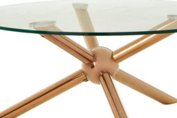 Orsina Distinctive Base Design Round Rose Gold Coffee Table, Elegant Display Table, Clear Tempered Glass Top Table - thumbnail 3