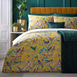Laurence Llewelyn-Bowen Birdity Absurdity 100% Cotton Sateen Yellow Duvet Cover Set