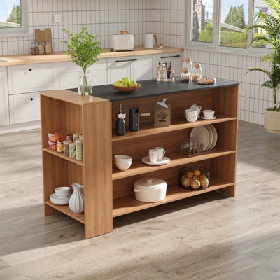 Freestanding Kitchen Island Breakfast Bar Table Industrial 5 Shelf Storage Unit - image 1