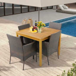 Costway Set Of 4 Patio Dining Chairs Outdoor Garden Pe Wicker Chairs With Removable Cushions - thumbnail 4