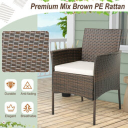 Costway Set Of 4 Patio Dining Chairs Outdoor Garden Pe Wicker Chairs With Removable Cushions - thumbnail 5