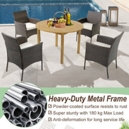 Costway Set Of 4 Patio Dining Chairs Outdoor Garden Pe Wicker Chairs With Removable Cushions - thumbnail 6